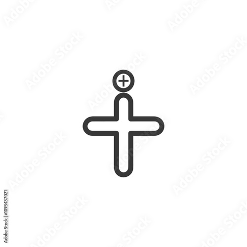 Simple Cross Icon With Plus Sign On Top