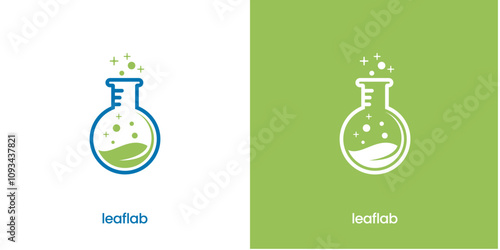 Laboratory Bottle Leaf logo template vector illustration icon symbol