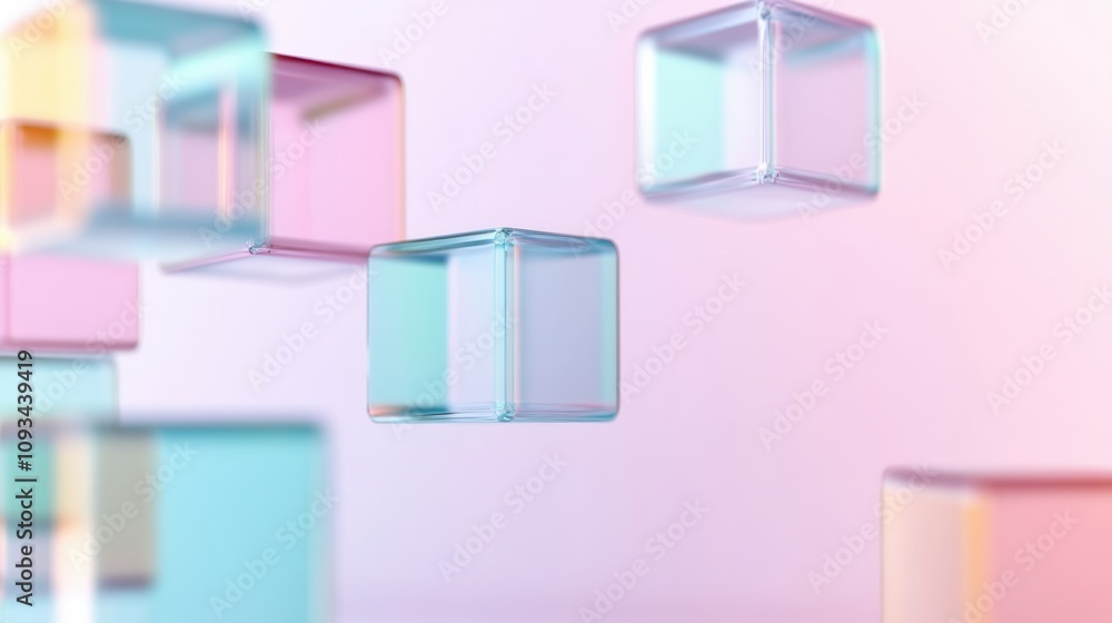 Floating Geometric Glass Cubes with Gradients Floating Geometric Glass Cubes with Gradients