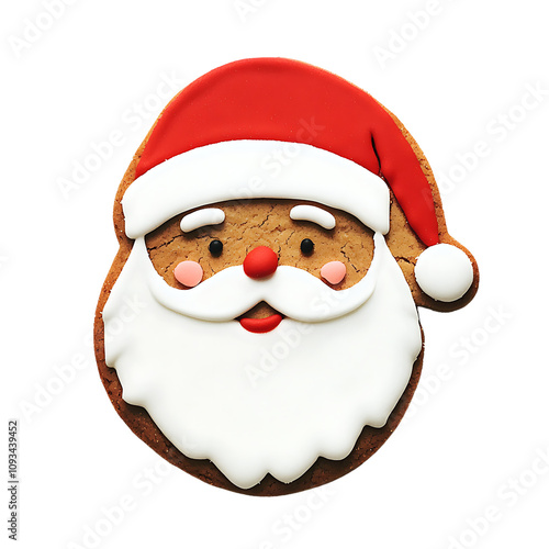Decorated Gingerbread Santa Cookie with Icing for Christmas Holidays