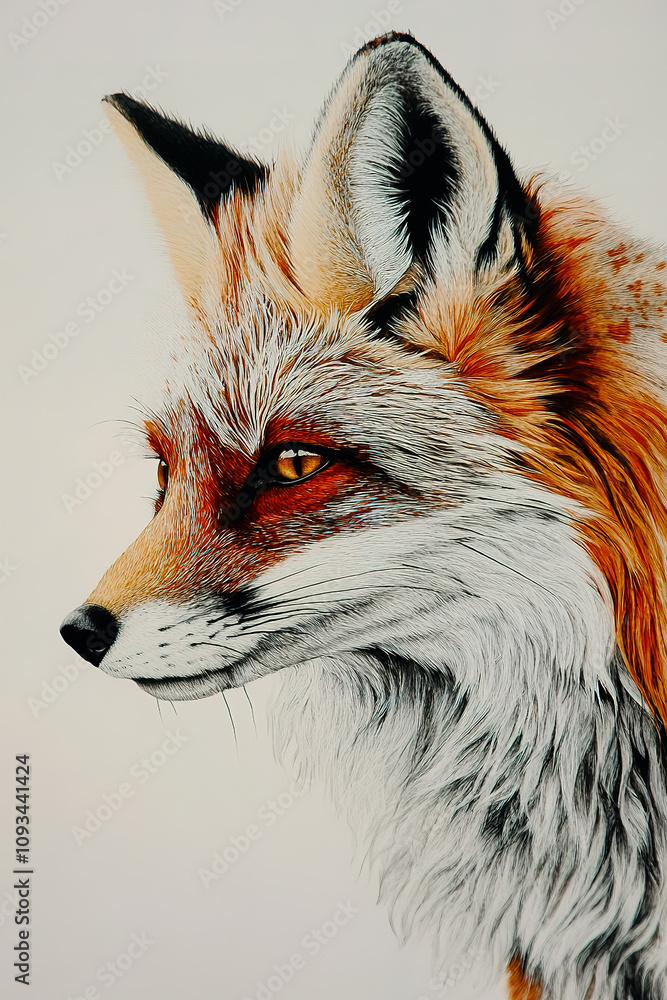 Obraz premium A close-up portrait of a fox against a clean white background.