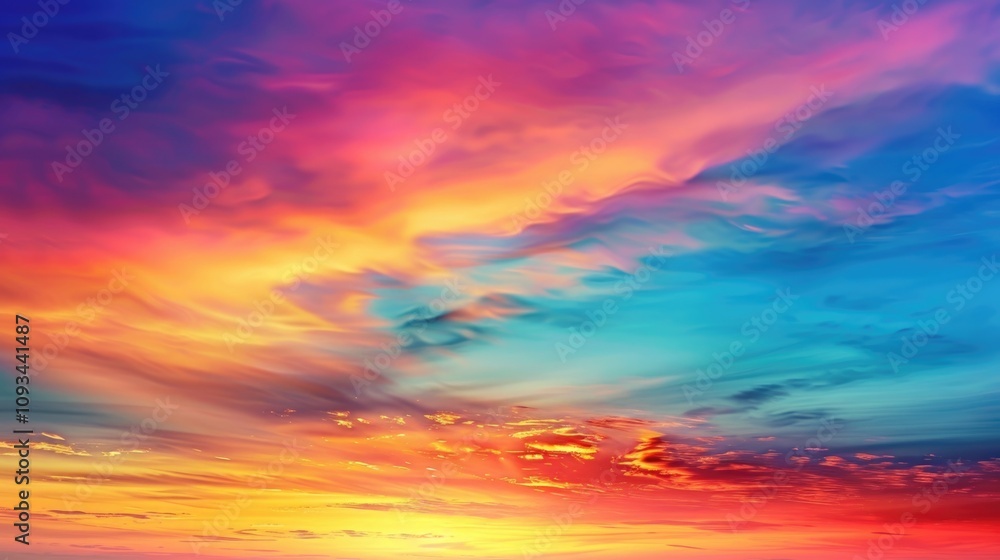 Simple Sky. Dramatic Twilight Sunset with Changing Beautiful Colours Simple Sky. Dramatic Twilight Sunset with Changing Beautiful Colours