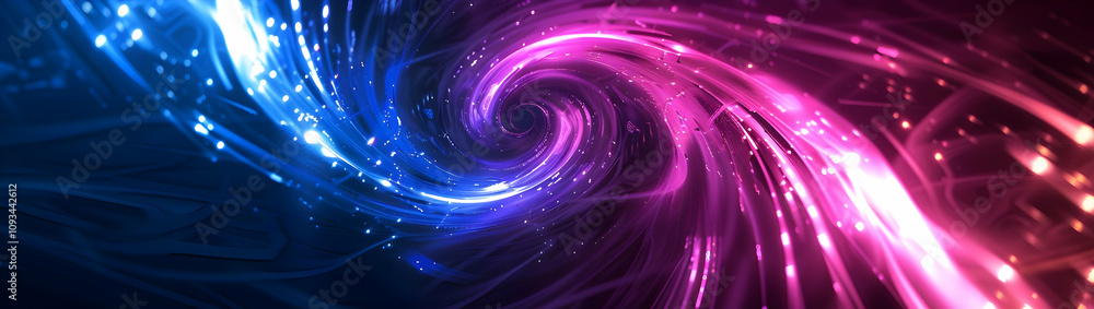 Abstract background with glowing neon lines forming an oval pattern on dark purple and blue colors Abstract background with glowing neon lines forming an oval pattern on dark purple and blue colors