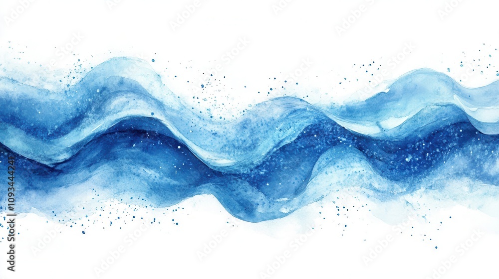 Abstract blue waves in watercolor technique create a sense of calmness on a white background mockup, mock up, template, empty, for text, place, copyspace, copy space Abstract blue waves in watercolor technique create a sense of calmness on a white background mockup, mock up, template, empty, for text, place, copyspace, copy space
