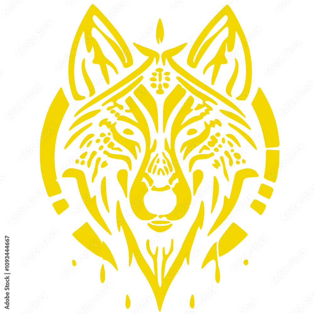Tête de loup doré