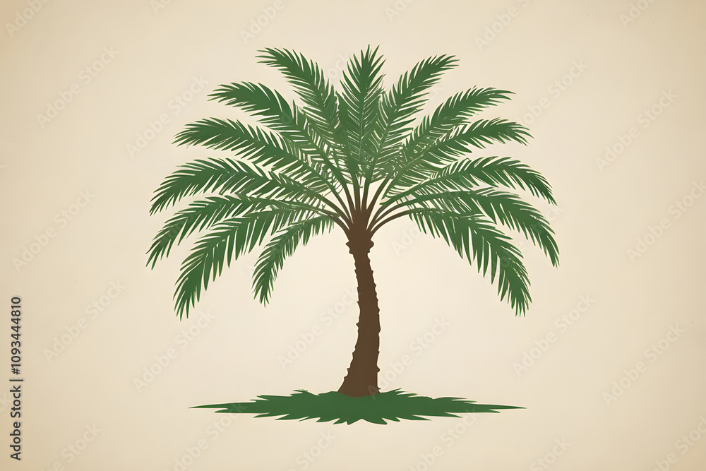 Obraz premium Green palm tree growing on tropical island paradise