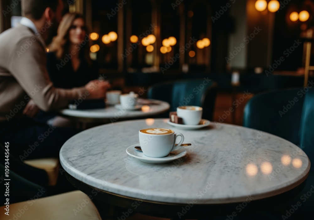 Obraz premium Romantic Couple Enjoying Coffee at a Cafe