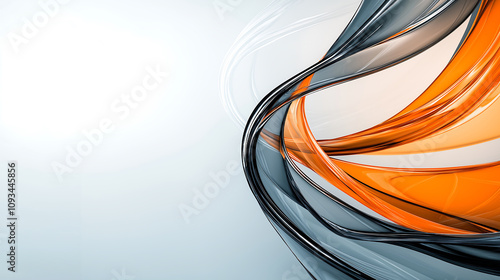 Futuristic abstract design with flowing orange and black curves