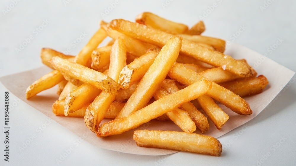 Delicious golden French fries served on a light gray table with savory dipping sauce Delicious golden French fries served on a light gray table with savory dipping sauce