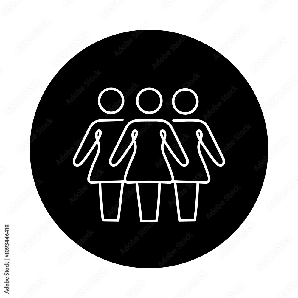 Women's Empowerment Icon – Group of Women Figures, Representing Gender Equality and Social Inclusion