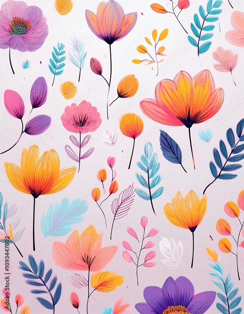 Background, leaf and flower pattern of wallpaper Background, leaf and flower pattern of wallpaper