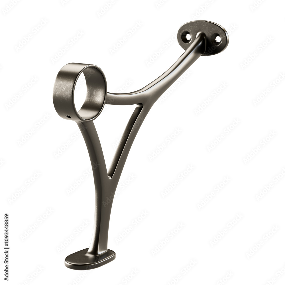 A metal bracket with a round hole in the middle A metal bracket with a round hole in the middle