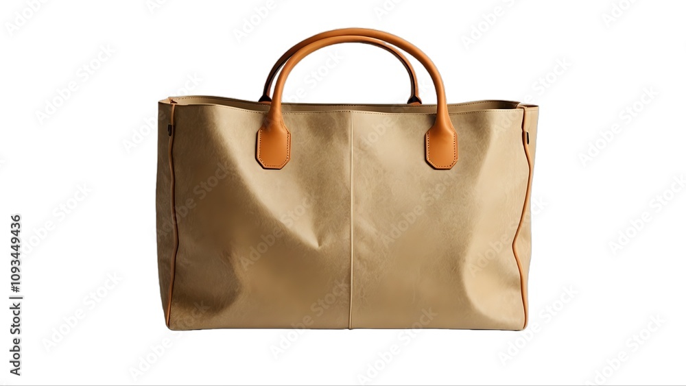 Stylish beige tote bag with brown leather handles, perfect for everyday use or travel. High-quality material and elegant design. Stylish beige tote bag with brown leather handles, perfect for everyday use or travel. High-quality material and elegant design.