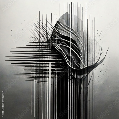 Minimalist Abstract Black Lines on White Background
