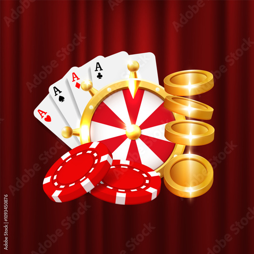 Casino illustration. Vector 3D elements on the theme of casinos and gambling.