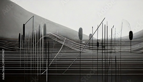 Minimalist Abstract Black Lines on White Background
