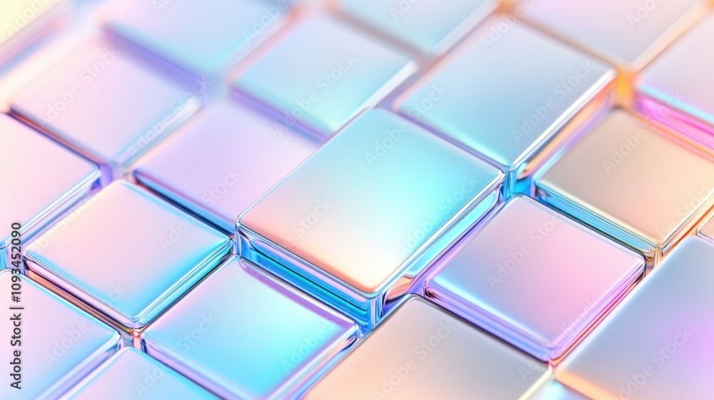 3D Glass Squares in Icy Blue and White 3D Glass Squares in Icy Blue and White