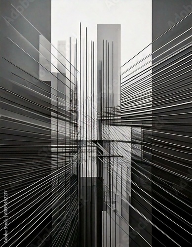 Minimalist Abstract Black Lines on White Background
