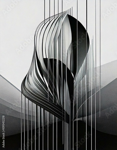 Minimalist Abstract Black Lines on White Background
