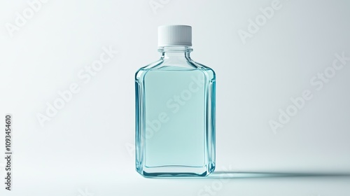 A mouthwash bottle with an ergonomic cap design, isolated on a clean white backdrop.