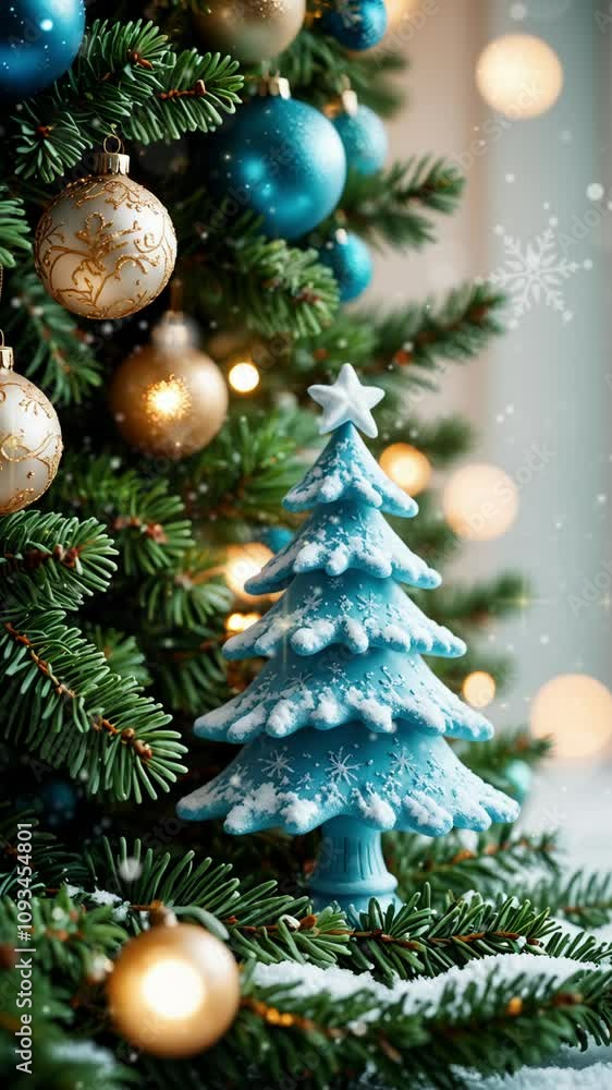 Christmas background banner with blank space for text, snowfall, looping time-lapse, 4k, christmas tree, vertical video Christmas background banner with blank space for text, snowfall, looping time-lapse, 4k, christmas tree, vertical video
