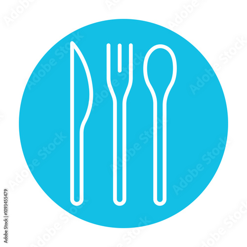 Disposable cutlery line icon. Vector isolated element.