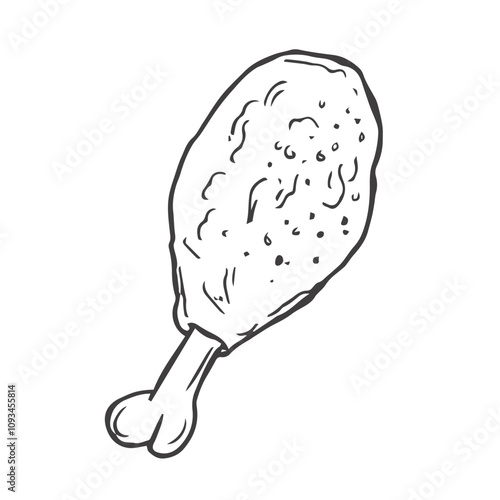 Hand Drawn Chicken Leg. Doodle Vector Sketch Illustration