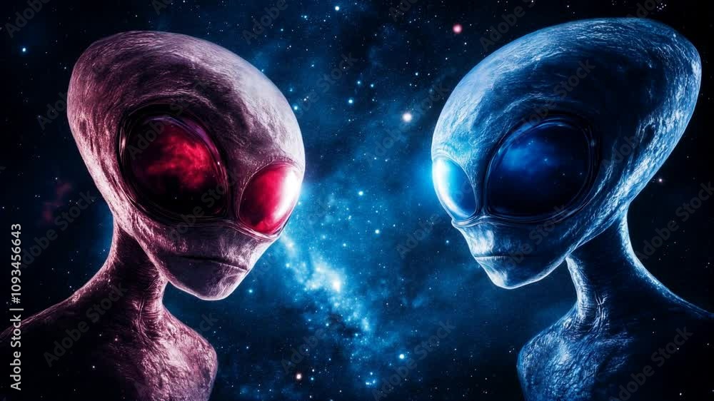 Aliens Humanoid with Large Eye in Blue Space Stock Video | Adobe Stock