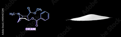 A close up of a molecule of cocaine