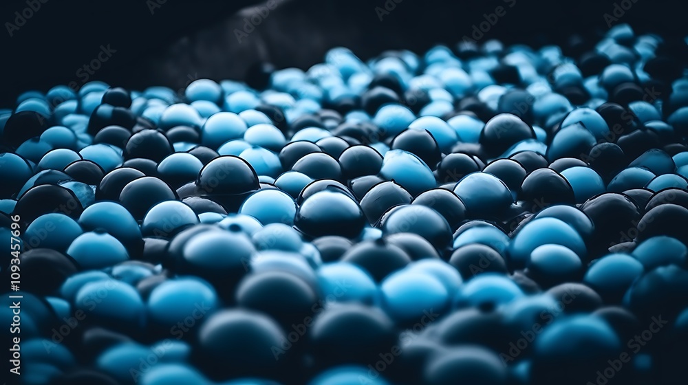 Blue and Black Spheres Densely Packed Together Blue and Black Spheres Densely Packed Together