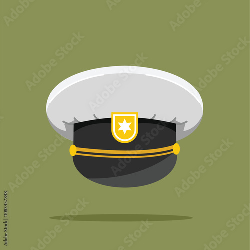 white military captain and commander beret icon, flat style sailor hat, suitable for posters and web icons