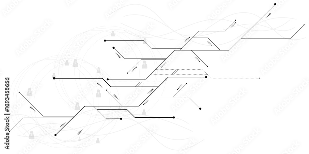 Vectors White Abstract geometric dots and lines connection circuit concept. Hi tech digital connect, communication, High technology concept.