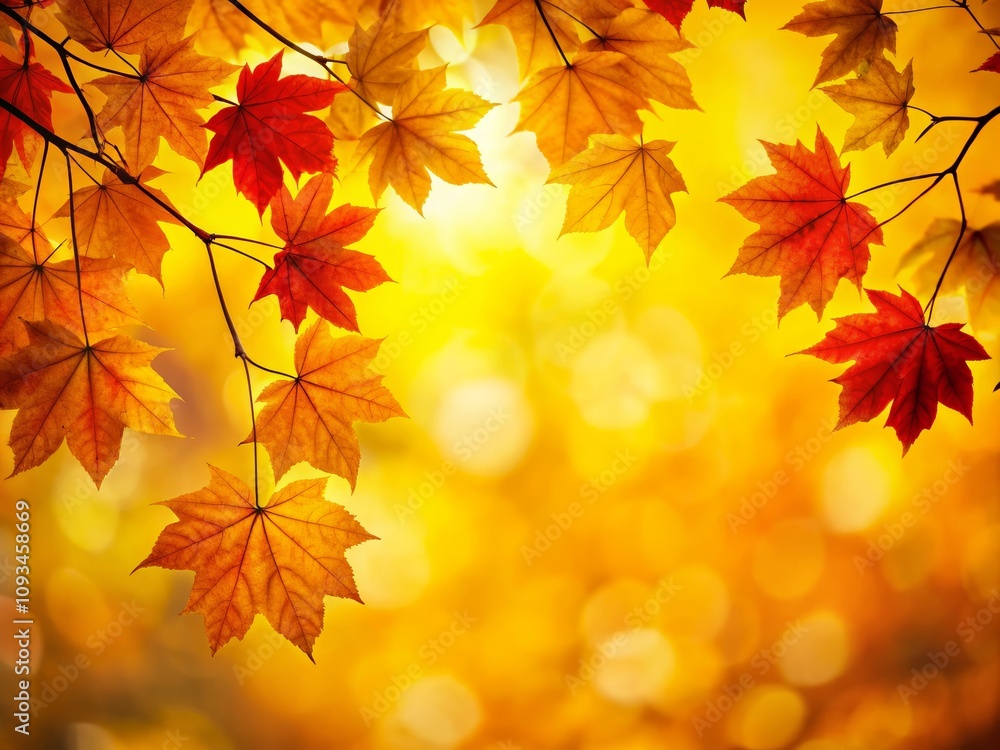 Captivating Silhouette of Autumn Leaves Against a Bright Yellow Background, Evoking the Warmth and Beauty of Fall in a Stunning Natural Setting Captivating Silhouette of Autumn Leaves Against a Bright Yellow Background, Evoking the Warmth and Beauty of Fall in a Stunning Natural Setting