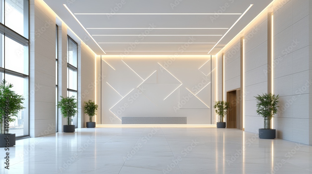 Fototapeta premium Modern and minimalist office building lobby.