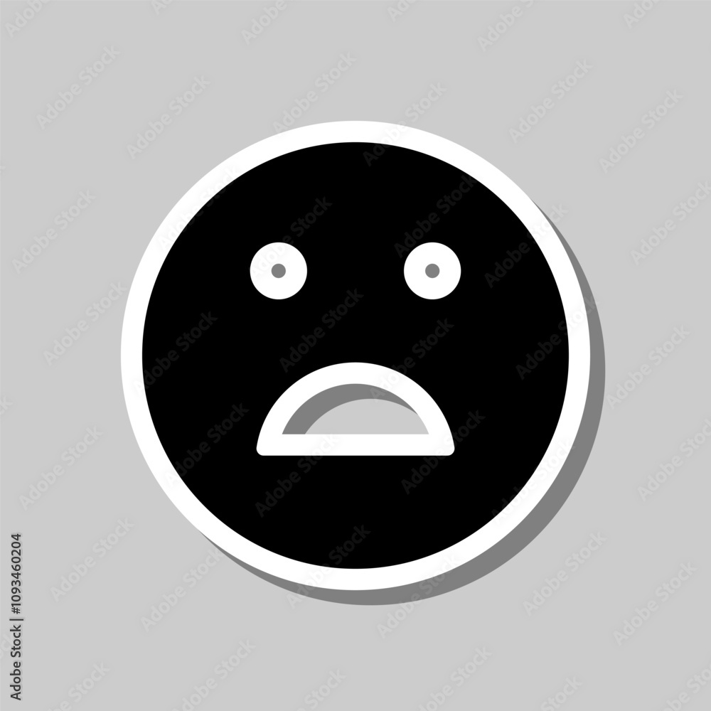 Smile vector, simple icon. Flat design. Sticker with shadow on gray background Smile vector, simple icon. Flat design. Sticker with shadow on gray background