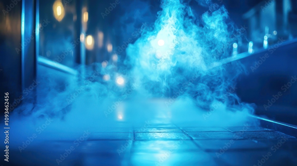 Misty blue haze over a dark, illuminated surface. Misty blue haze over a dark, illuminated surface.