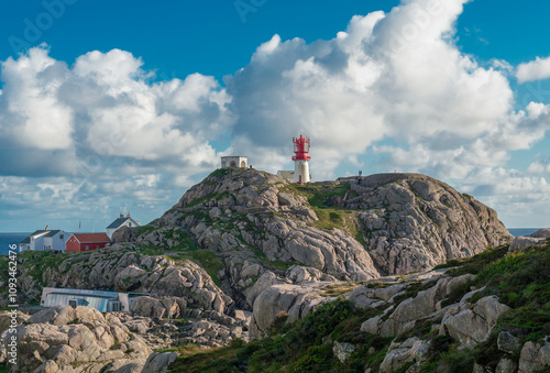Lindesnes Fyr lighthouse overlooking the ocean