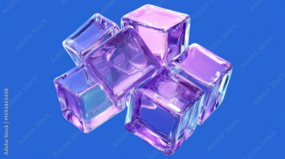 A 3D holographic cube with a glowing purple crystal texture.
A 3D holographic cube with a glowing purple crystal texture.