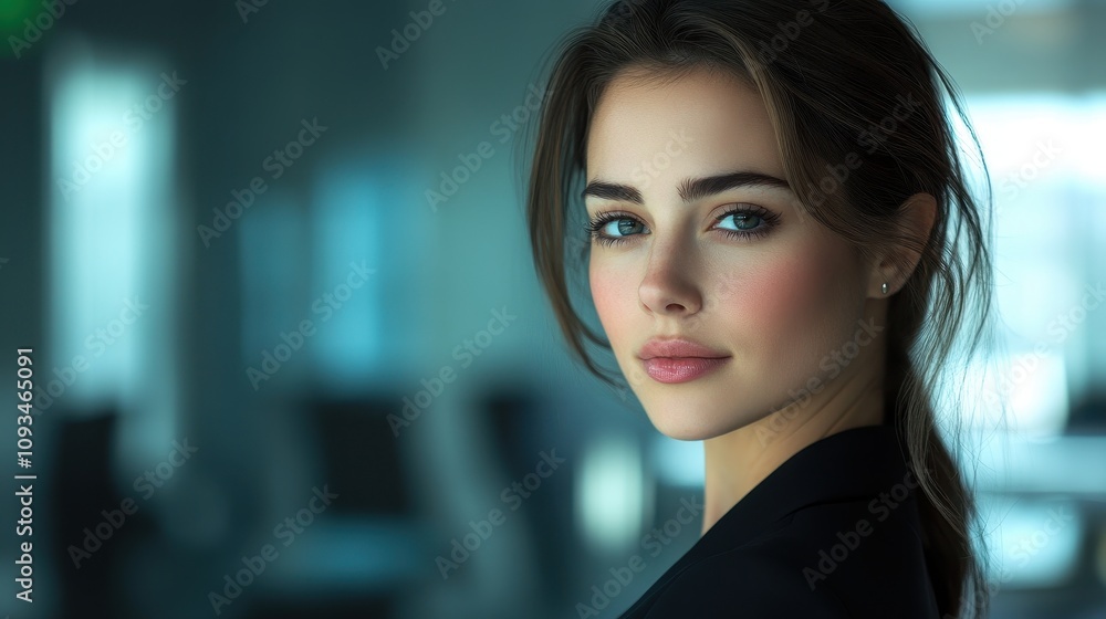 A professional woman with a confident expression in an office setting. A professional woman with a confident expression in an office setting.