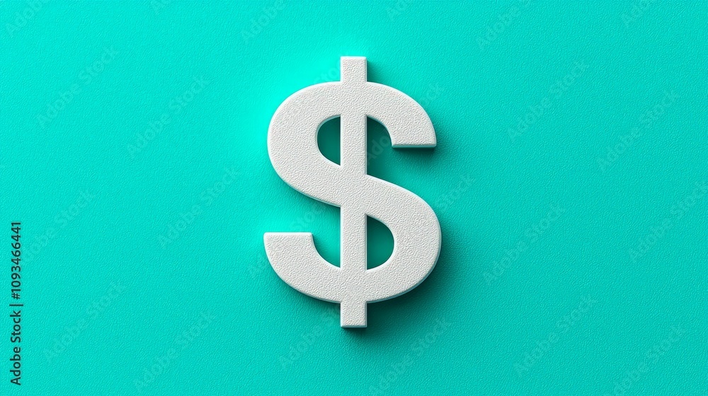 White dollar sign on teal background. White dollar sign on teal background.