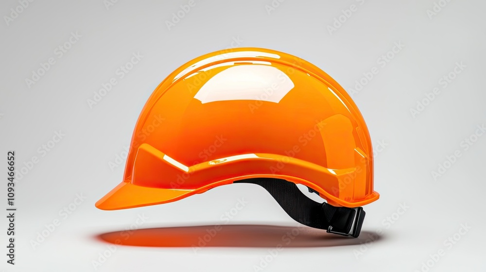 Bright Orange Safety Helmet Isolated on a Gray Background, Perfect for Construction, Industrial Work, and Occupational Safety Themes in Stock Photography Bright Orange Safety Helmet Isolated on a Gray Background, Perfect for Construction, Industrial Work, and Occupational Safety Themes in Stock Photography