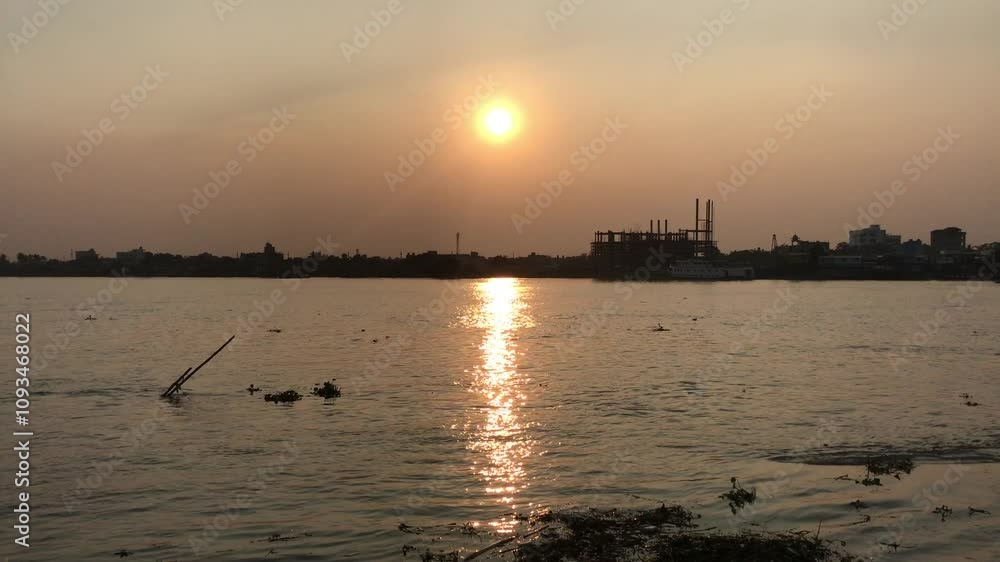Serene Sunset video Boats Glide Along a Peaceful rupsha River, Khulna in Bangladesh Serene Sunset video Boats Glide Along a Peaceful rupsha River, Khulna in Bangladesh