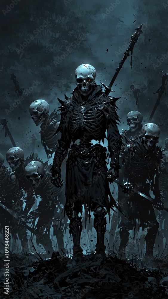 Fototapeta premium Skeleton warriors in anime style