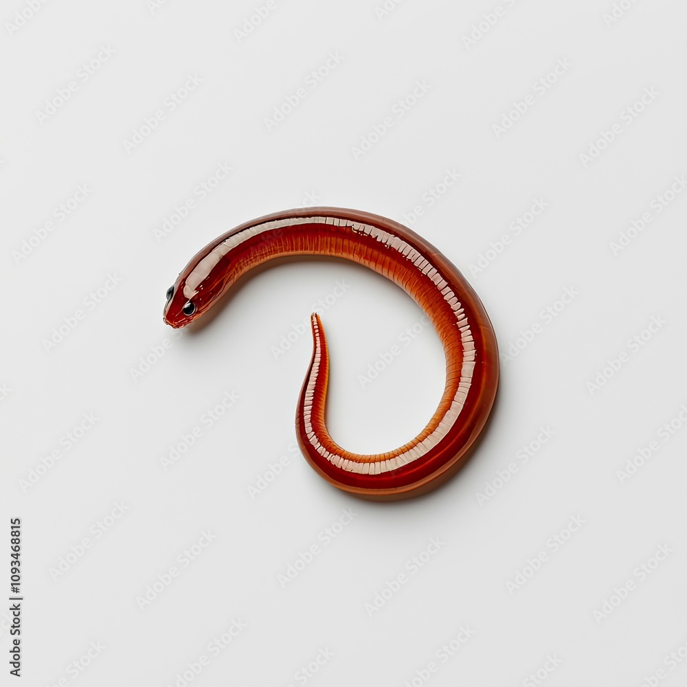 Close-Up of Unique Red Slimy Creature Curled on Plain Background, Showcasing Smooth Texture and Glossy Skin, Ideal for Nature and Wildlife Projects Close-Up of Unique Red Slimy Creature Curled on Plain Background, Showcasing Smooth Texture and Glossy Skin, Ideal for Nature and Wildlife Projects