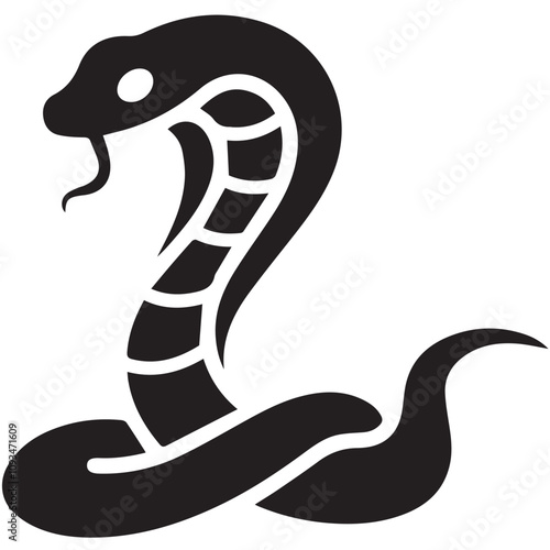 Adobe Illustrator Artwork Cobra silhouette. Vector template for tattoo. White background.
