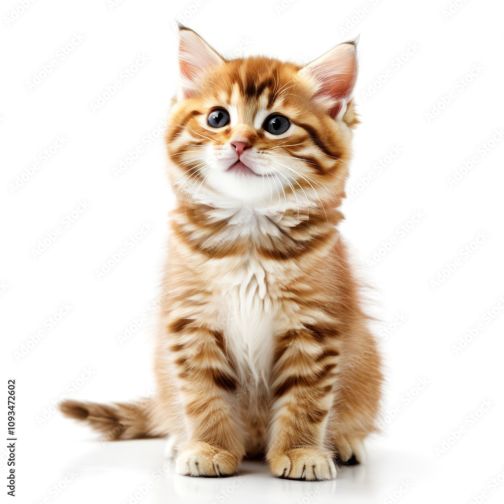 Cute Adorable Orange and White Kitten Cat with Transparent White Background Cute Adorable Orange and White Kitten Cat with Transparent White Background