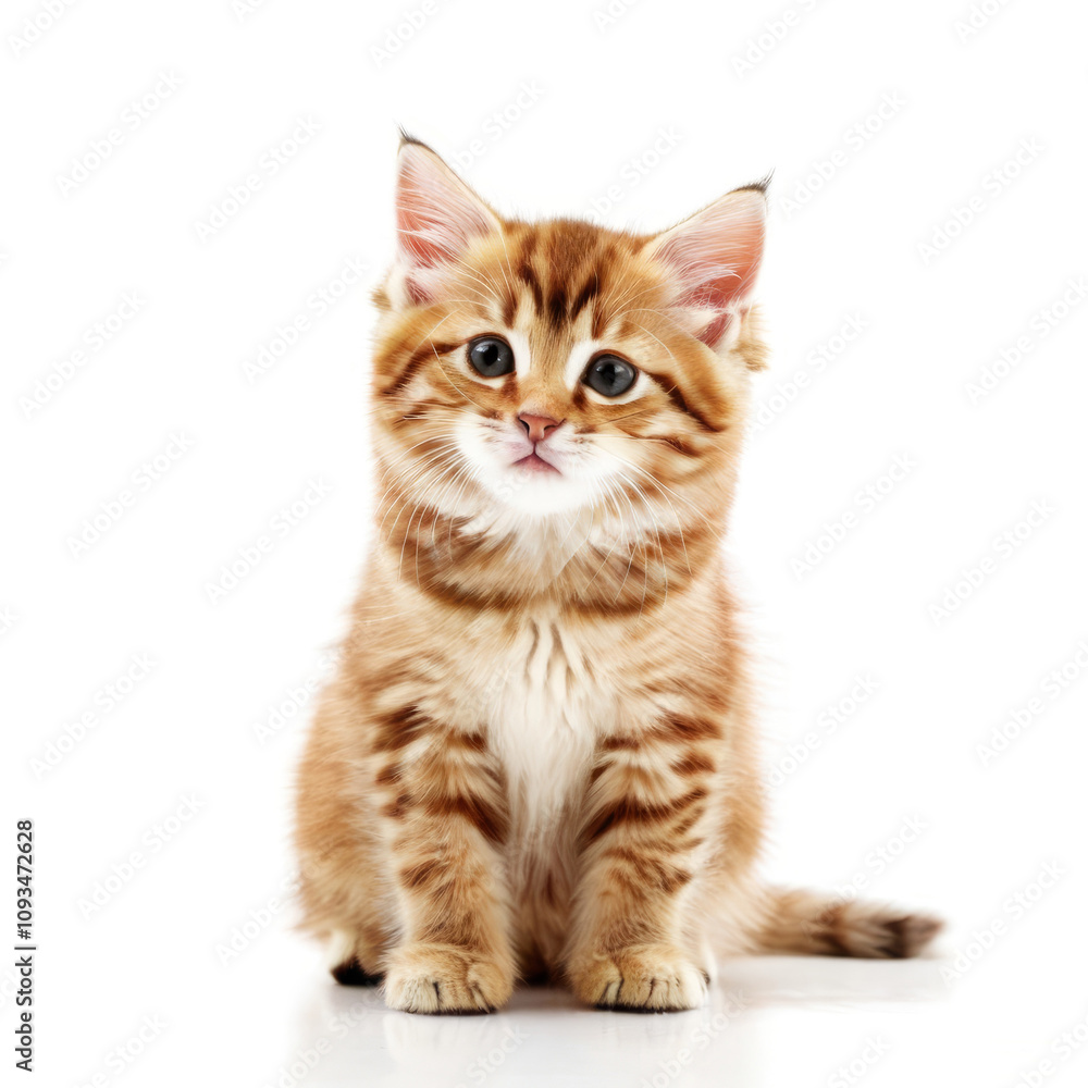 Cute Adorable Orange and White Kitten Cat with Transparent White Background Cute Adorable Orange and White Kitten Cat with Transparent White Background