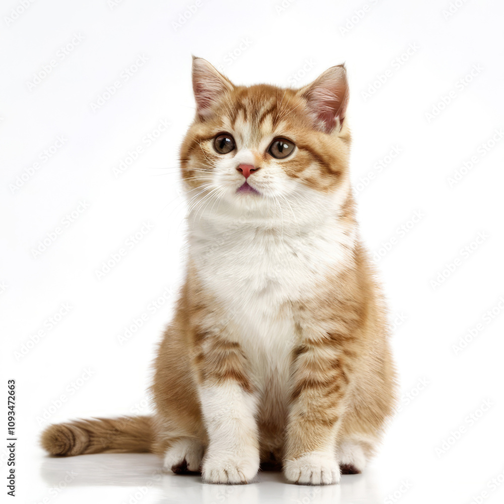 Cute Adorable Orange and White Kitten Cat with Transparent White Background Cute Adorable Orange and White Kitten Cat with Transparent White Background