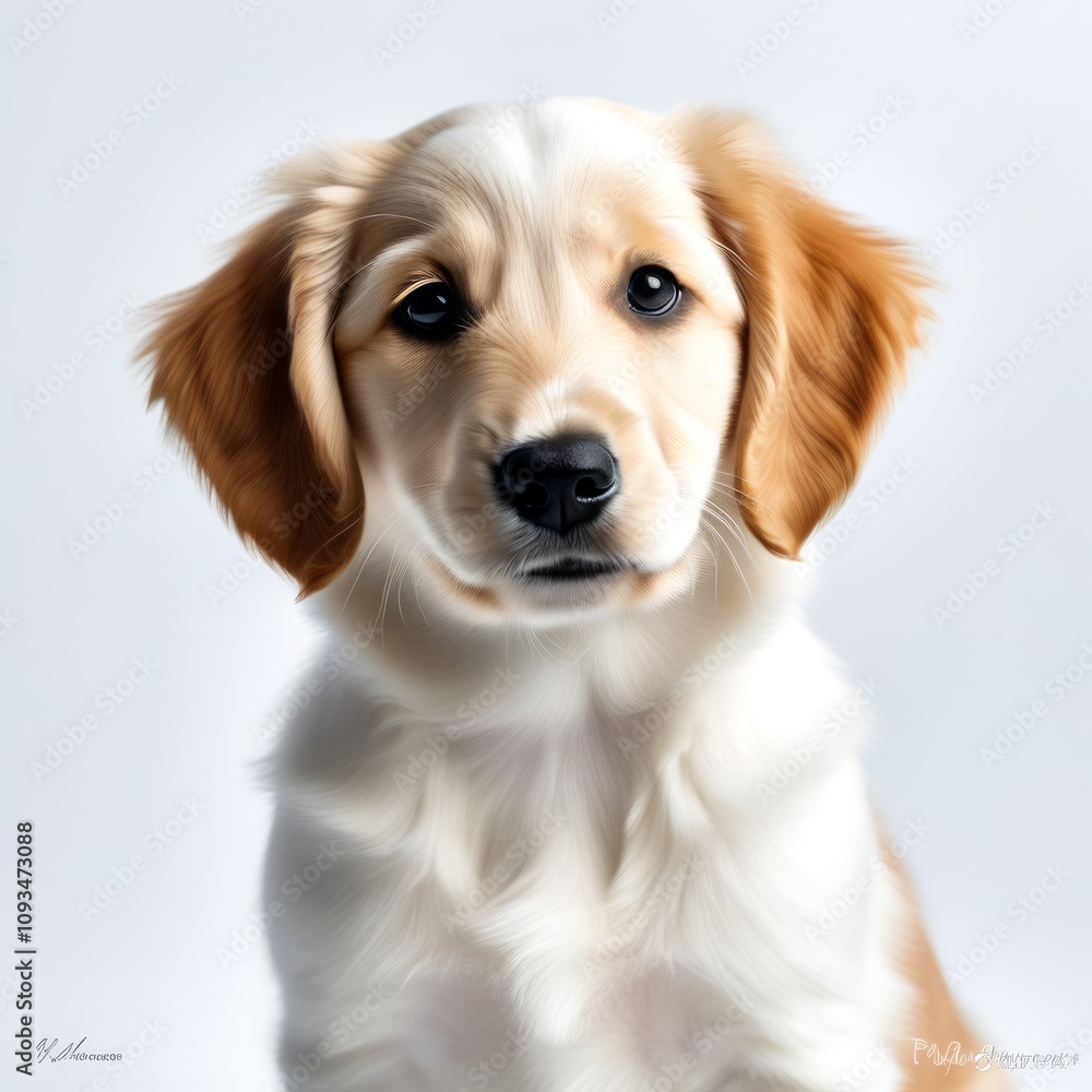 Cute Adorable Orange and White Dog Close-up Photography with White Background Cute Adorable Orange and White Dog Close-up Photography with White Background