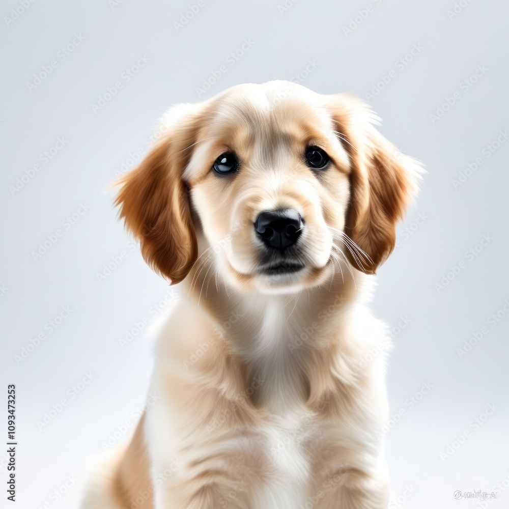 Cute Adorable Orange and White Dog Close-up Photography with White Background